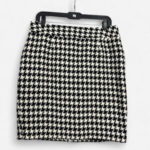 Style & Co Black White Houndstooth Mini Skirt Size 10 Academia Indie Office Y2K